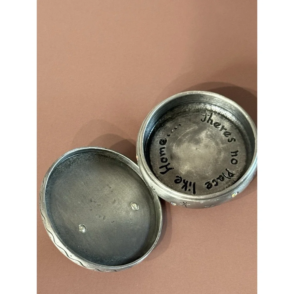 Vtg Pewter Ruby Slippers Footed Trinket Wizard of Oz -There's no Place Like Home